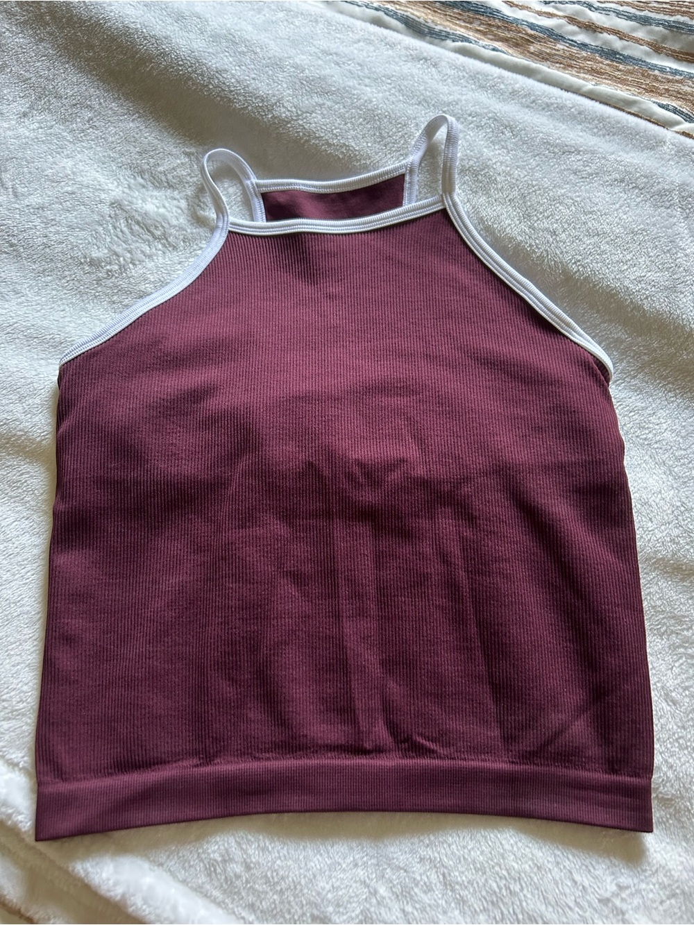 DSG Burgundy Ribbed High-Neck Tank with White Trim
